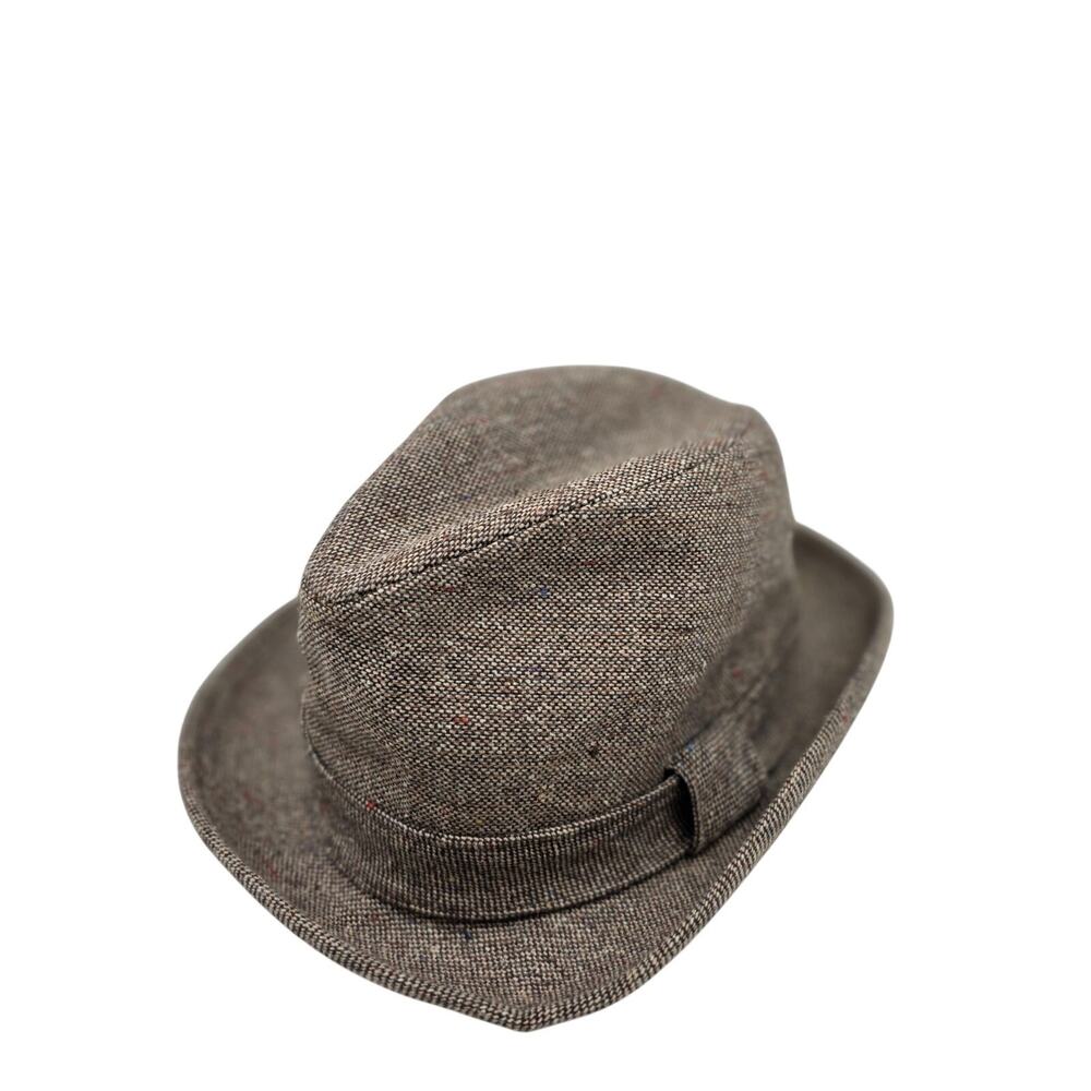 Vintage Stetson Brown Tweed Fedora Derby Hat Mens Size 7 Retro Bowler Bucket